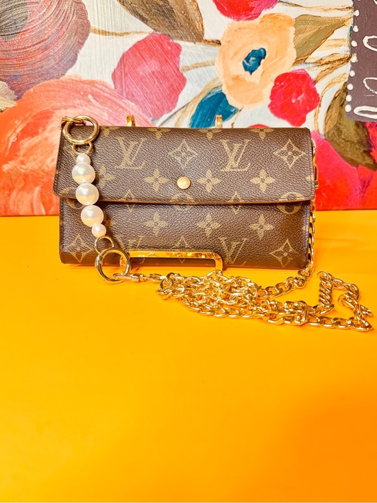 Louis Vuitton Handbags - Louis Vuitton Brown Monogram Wallet Crossbody with Pearl Charm and Gold Chain